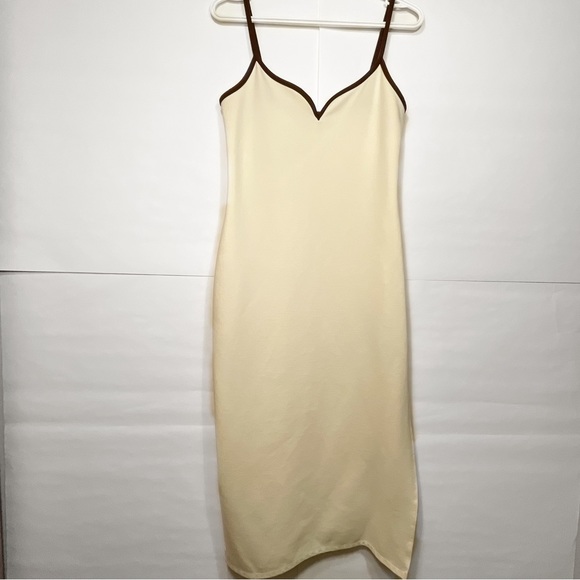 Abercrombie Women’s Notch-Neck Midi Dress Medium Off White - Picture 1 of 14